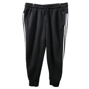 Adidas Fleece Joggers Mens L Black Good 3 Stripe Athletic Sweatpants